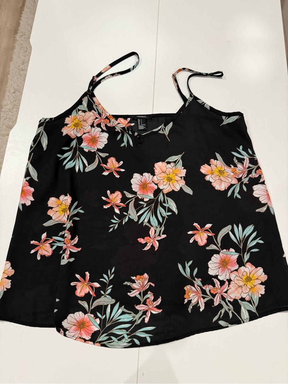 Forever 21 Black Floral Spaghetti Strap Cami